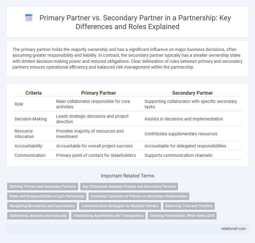Primary Partner vs. Secondary Partner in a Partnership: Key Differences and Roles Explained
