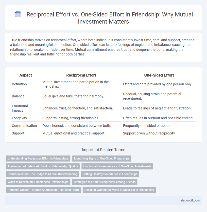 Reciprocal Effort vs. One-Sided Effort in Friendship: Why Mutual Investment Matters