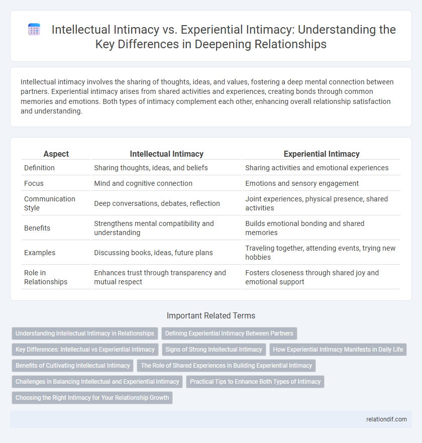 Intellectual Intimacy vs. Experiential Intimacy: Understanding the Key Differences in Deepening Relationships