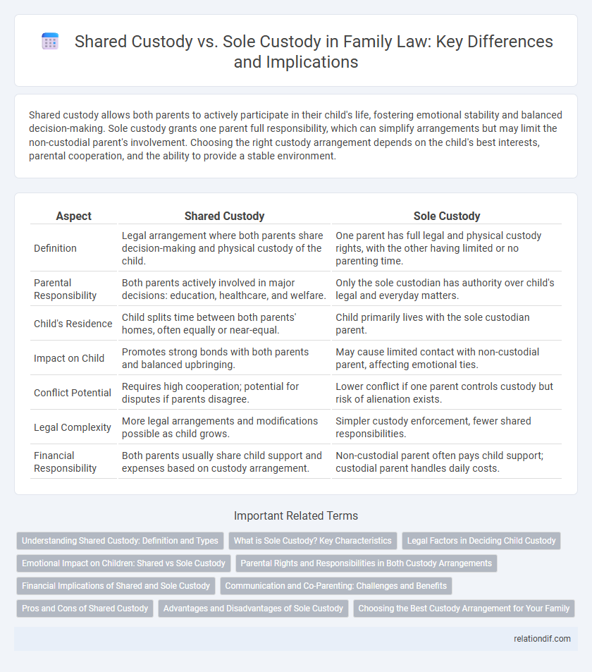 Shared Custody vs. Sole Custody in Family Law: Key Differences and Implications
